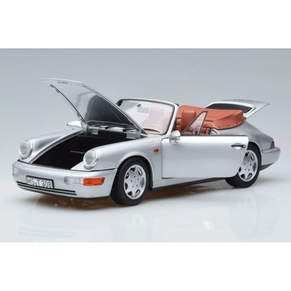 187330 Porsche 911 Carrera 2 Cabriolet 1990 Silver 1:18