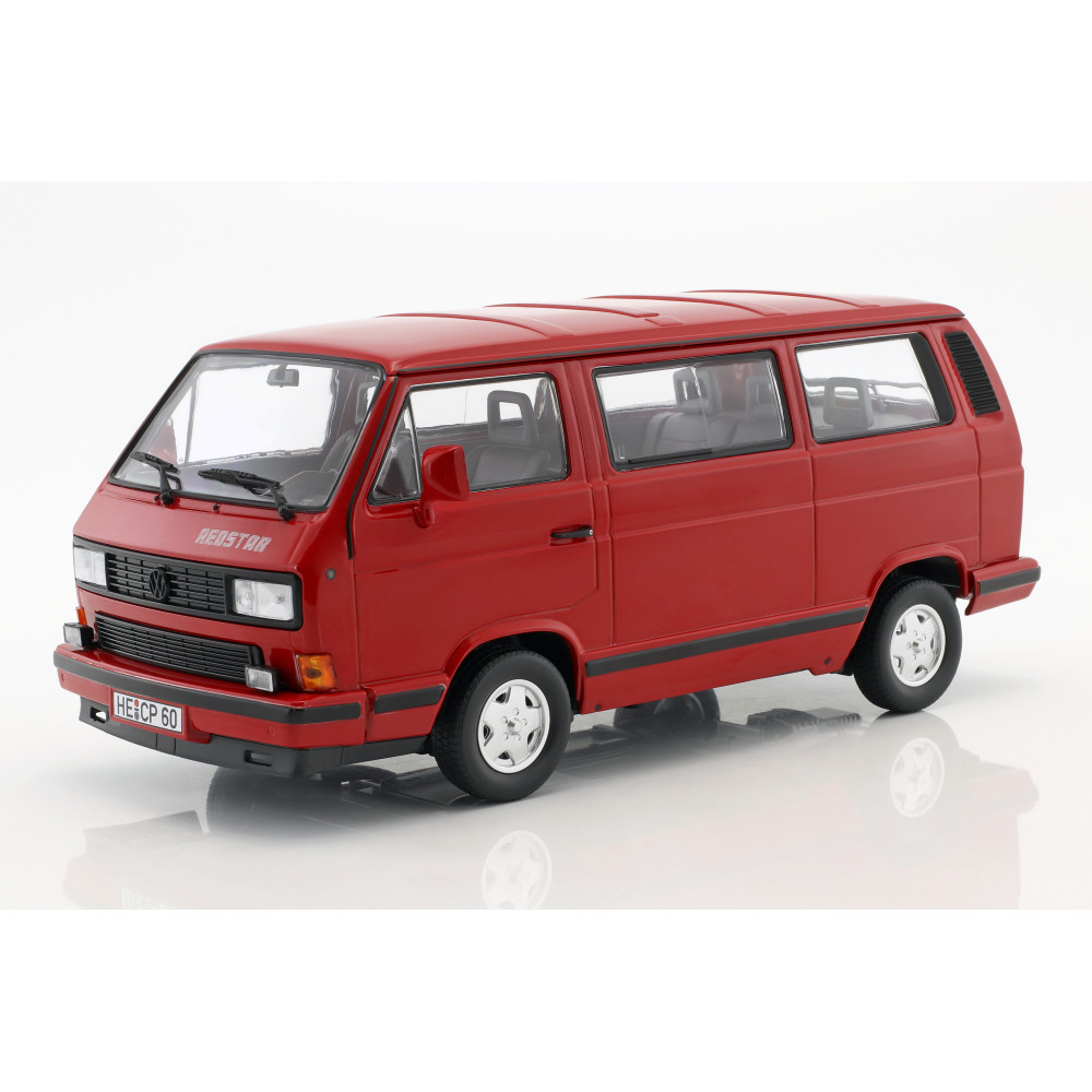 188542 1/18 VOLKSWAGEN T3 MULTIVAN MINIBUS RED STAR 1992 RED