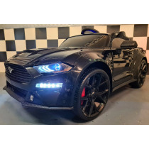 12V Metallic Black Ford Mustang Battery-Powered Child Car Stylish