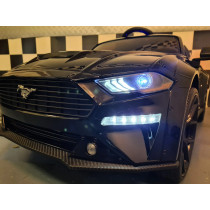 12V Metallic Black Ford Mustang Battery-Powered Child Car Stylish