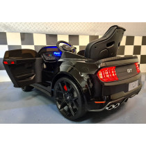 12V Metallic Black Ford Mustang Battery-Powered Child Car Stylish